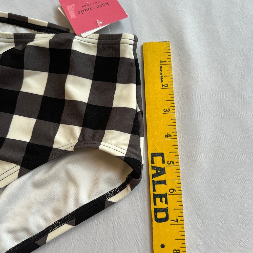 Kate Spade New York Shoreline Plaid High-Waist Bikini Bottom Black/White L , NWT - Picture 6 of 9